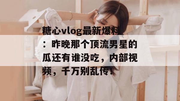 糖心vlog最新爆料：昨晚那个顶流男星的瓜还有谁没吃，内部视频，千万别乱传！